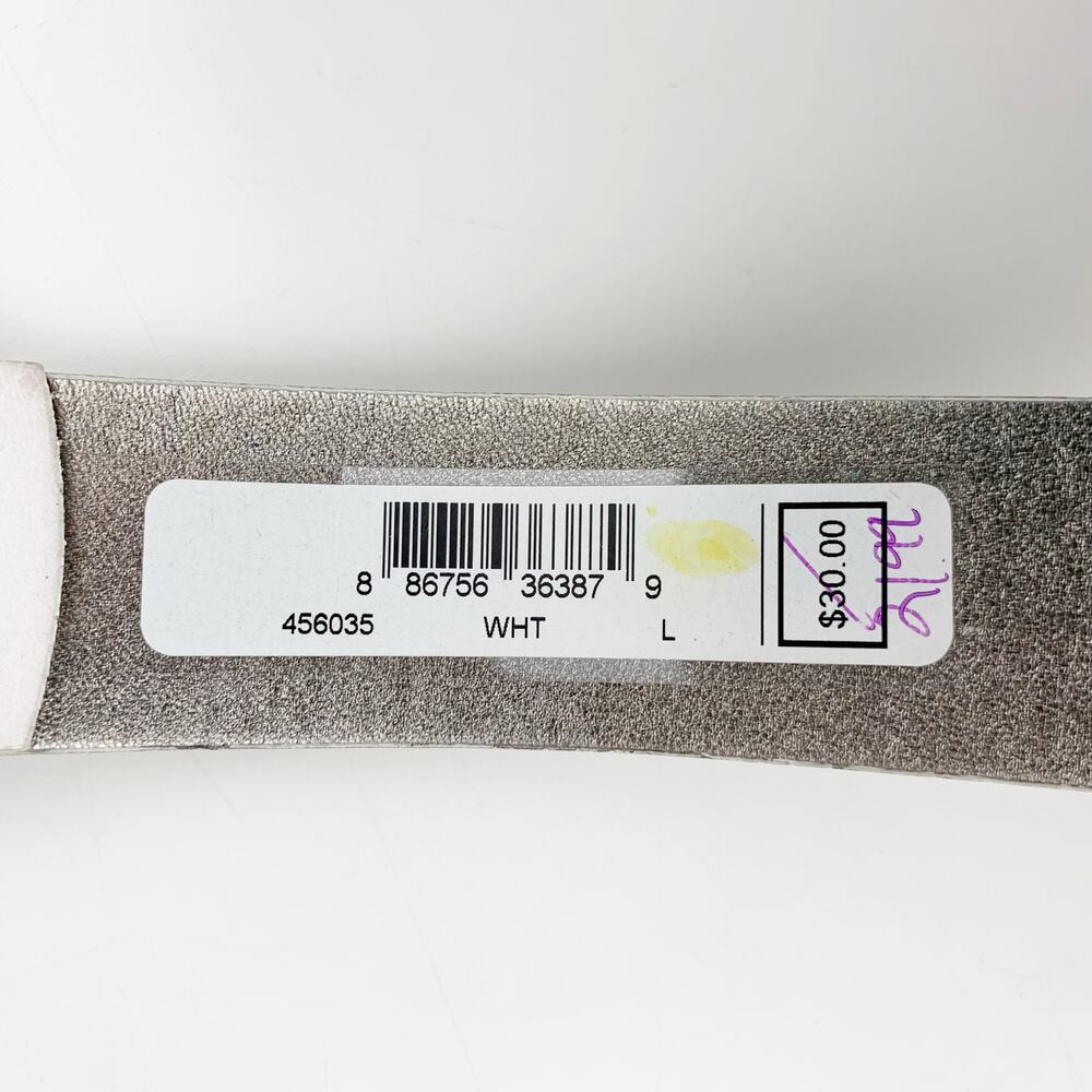 Calvin Klein Jeans White Faux Leather Belt Square Silver Color Buckle Women's L - Picture 6 of 9